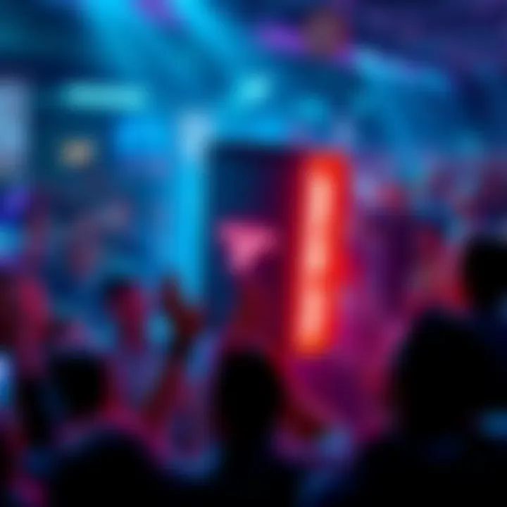 A sleek, modern Trezor Safe 7 cryptocurrency wallet with a glowing screen, surrounded by excited fans discussing its features.