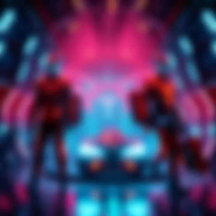 A scene from Tron: Ares showcasing the futuristic setting with characters in glowing suits and high-tech vehicles
