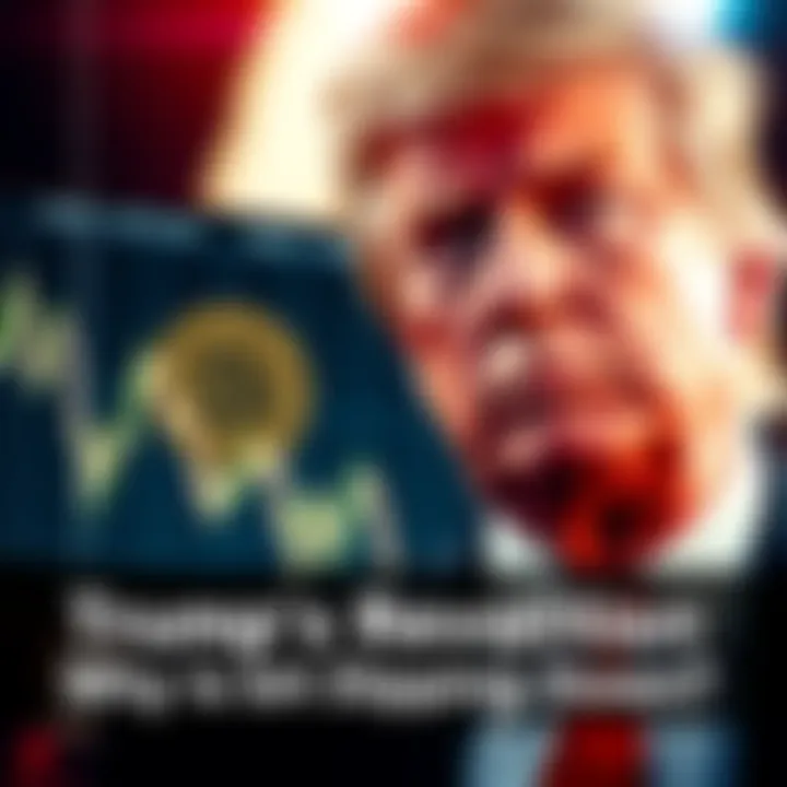 Graph showing Bitcoin's price decline alongside a photo of President Trump