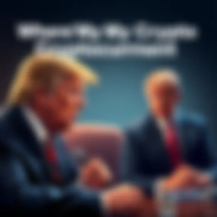 Trump and Cryptocurrency Former President Trump discussing cryptocurrency policies with advisors