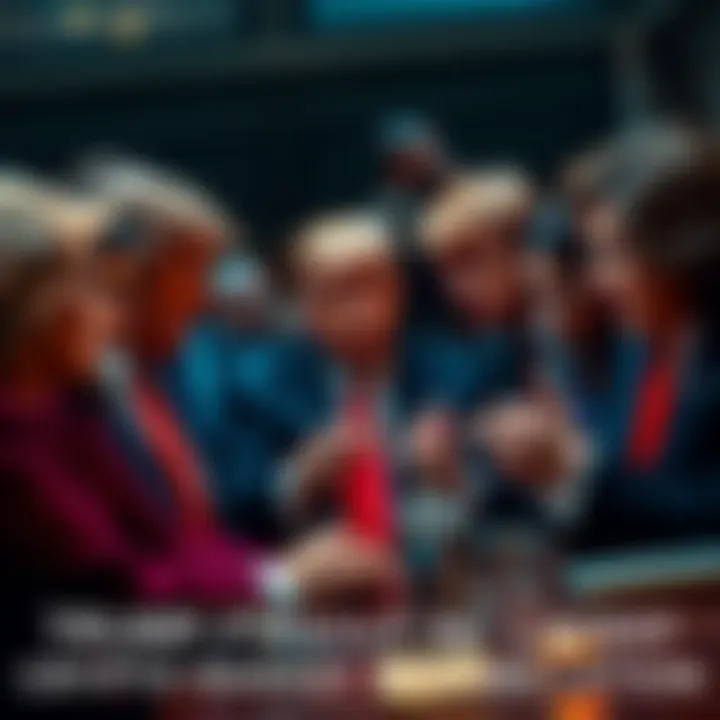 Members of the Trump family gathered, discussing cryptocurrency market manipulation with concerned expressions.