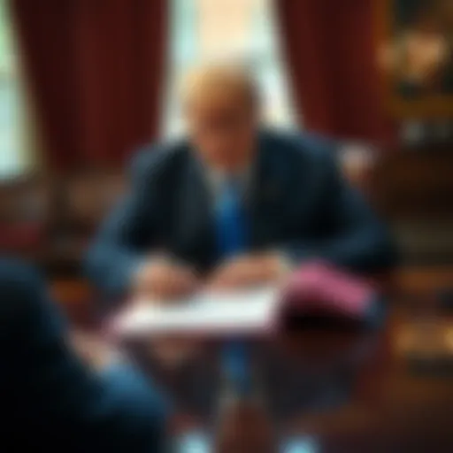 President Trump signing a document granting tax immunity to himself and his family in a formal setting