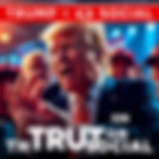 Donald Trump passionately posting on Truth Social, with an emotional expression, surrounded by reactions from supporters.