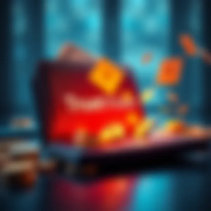 A graphic showing a Trust Wallet logo with an empty wallet and dollar signs fading away