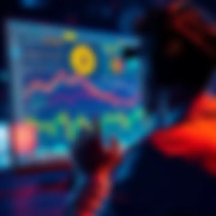 A person looking at a computer screen with cryptocurrency charts and graphs, showing a moment of realization.