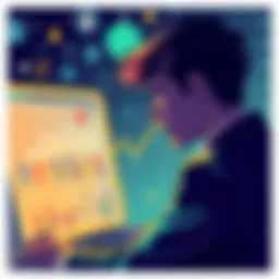 Illustration showing a person analyzing decentralized finance concepts with charts and symbols representing risks and permissions.