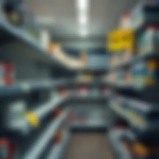 A view of store shelves filled with products that have not been purchased, indicating lack of sales and consumer interest.