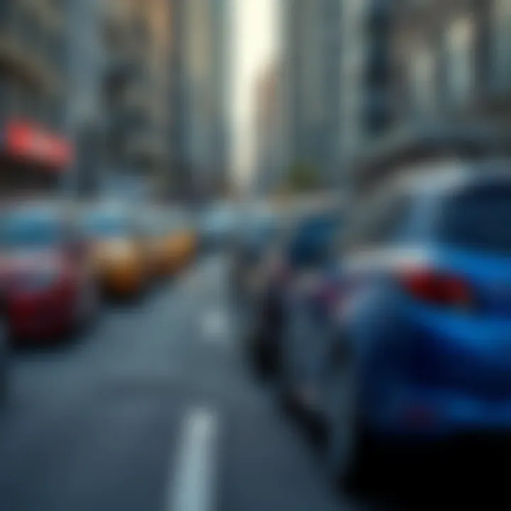 Several compact cars parked on a city street, showcasing their maneuverability in tight spaces.