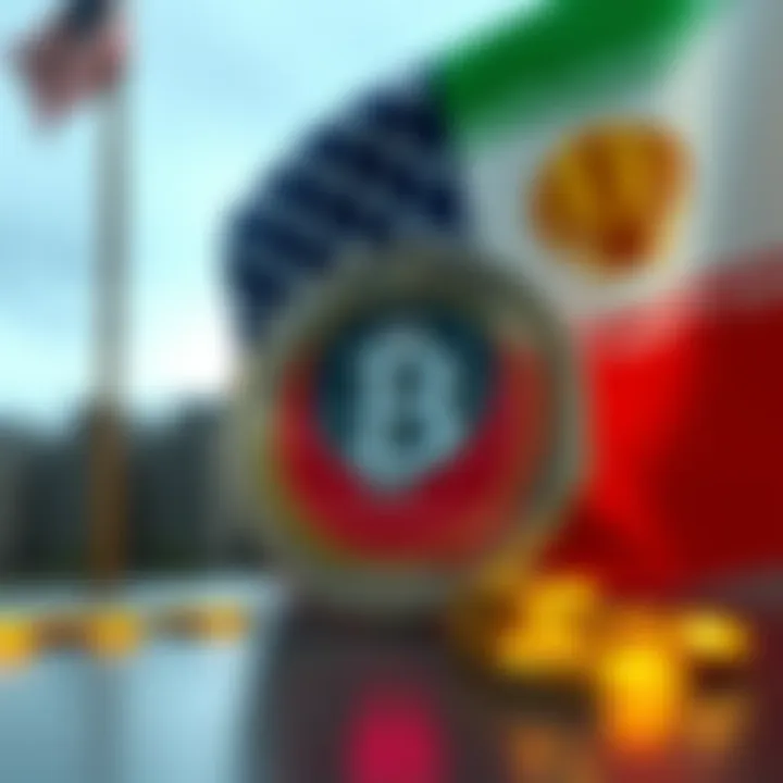 US Government Targets Iranian Crypto Network A graphic showing the U.S. flag and cryptocurrency symbols, illustrating the crackdown on Iran's crypto operations.
