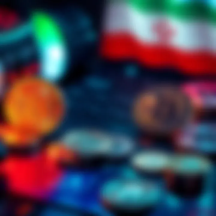U.S. and Iran financial negotiations A visual representation of a U.S. and Iran financial agreement with Bitcoin symbols and currency exchange icons