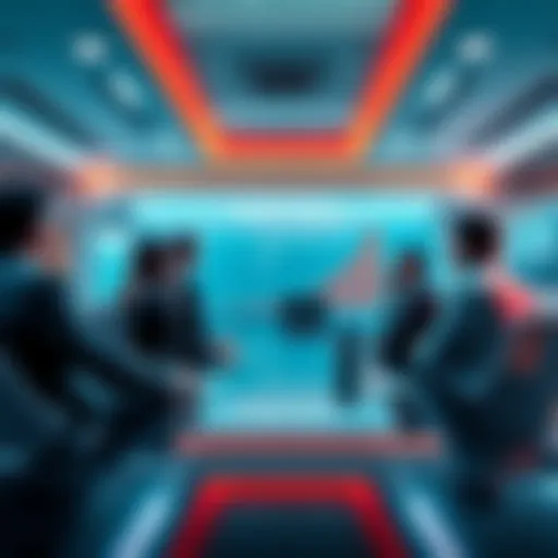 US Banks Considering Legal Action A group of bank executives discussing potential legal action against federal regulators over cryptocurrency rules in a conference room.