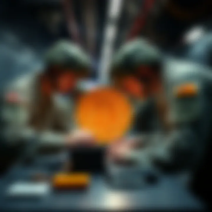 U.S. military personnel working on a Bitcoin node, symbolizing digital currency efforts against China.