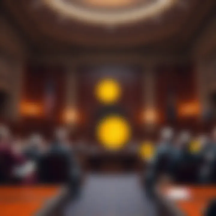 The US Senate chamber with senators voting on the ban of Central Bank Digital Currency, emphasizing Bitcoin supporters' reaction