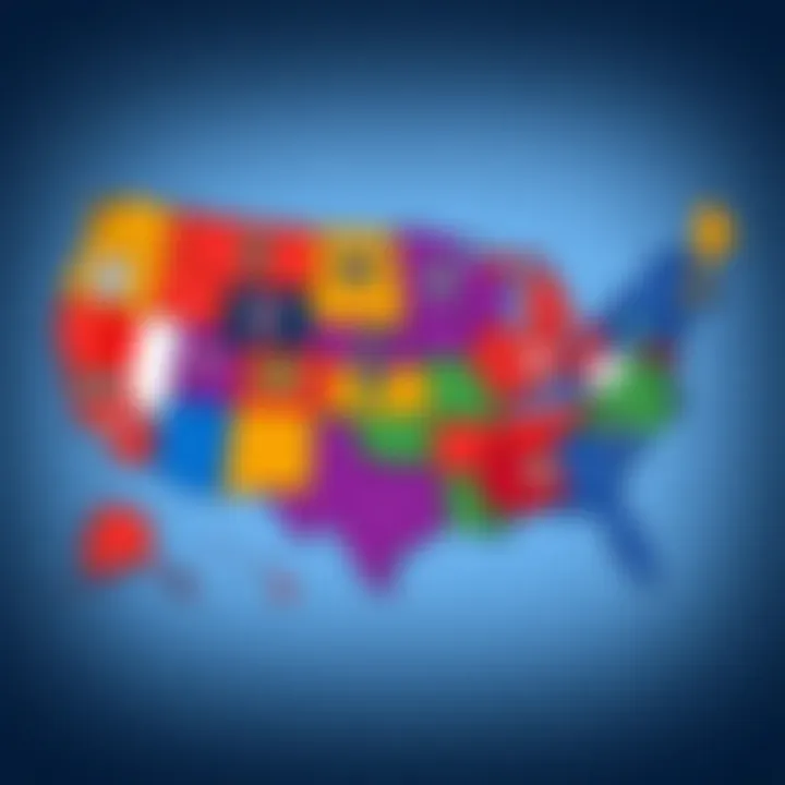 A colorful map showing various U.S. states marked with symbols representing different sports teams, highlighting interstate matchups through geography.