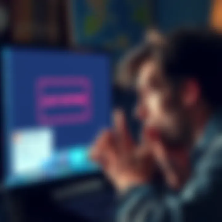 A worried person looking at a computer screen showing a restricted account message, feeling anxious about their lost savings.