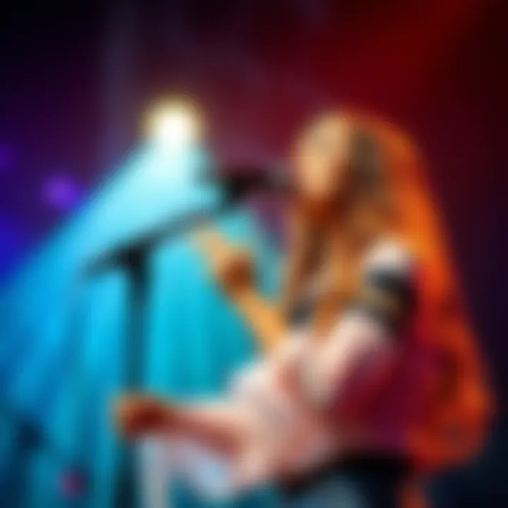Victoria performing with a microphone, showcasing her vocals during the Forever album celebration