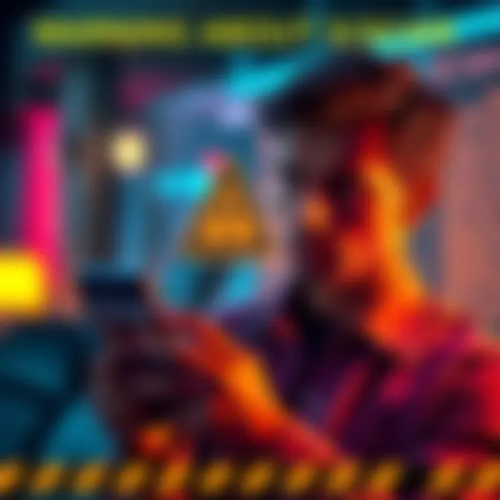 A person looking concerned while reading about a scam on their phone.