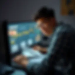 A worried person looks at a computer screen showing a confusion over cryptocurrency transactions. Documents are scattered around, hinting at a possible scam in Thailand.