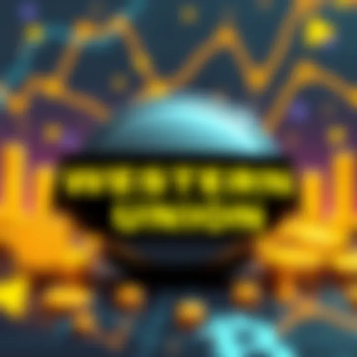 Western Union Stablecoin Launch Illustration of Western Union logo with digital currency symbols and Solana blockchain graphics in the background