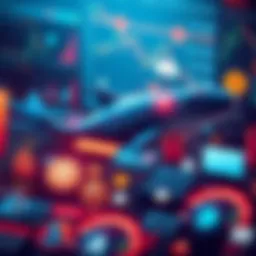 A graphic showing various digital tools used for tracking whale movements in cryptocurrency markets, with charts and icons representing exchanges and data analysis.