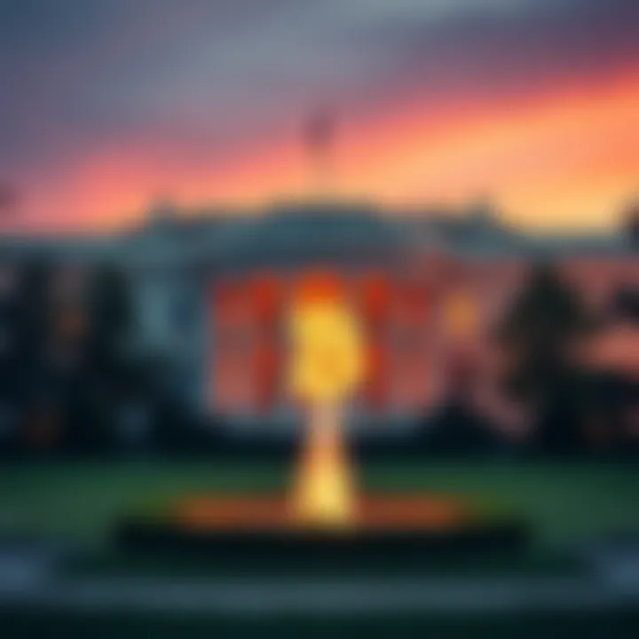 The White House with a digital currency graphic, symbolizing new crypto regulations
