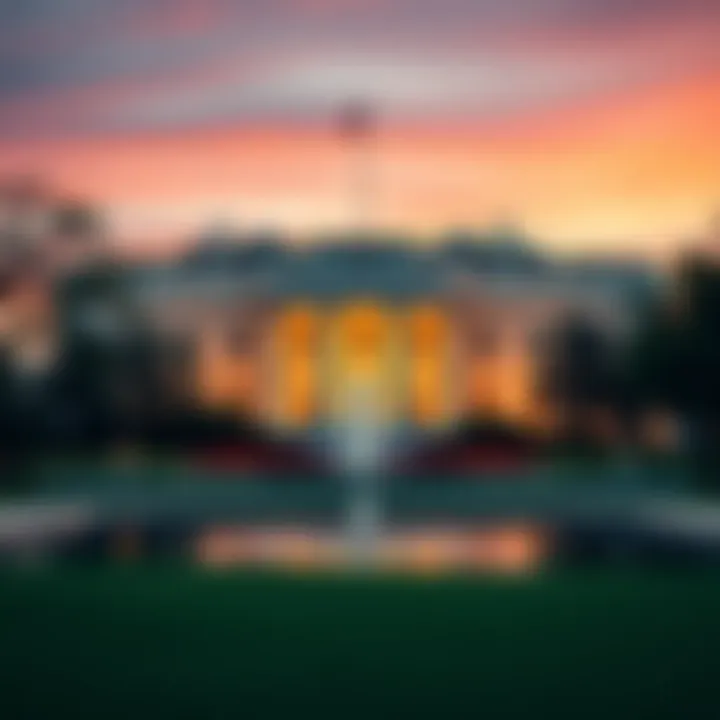 White House Investigates Crypto Banking A view of the White House with a focus on its iconic facade, symbolizing the government's inquiry into cryptocurrency practices.