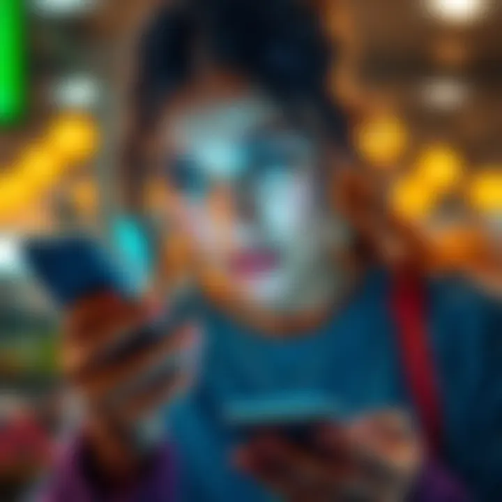 Woman chatting on WhatsApp A woman looking at her phone with a concerned expression, as she chats on WhatsApp about investment schemes.