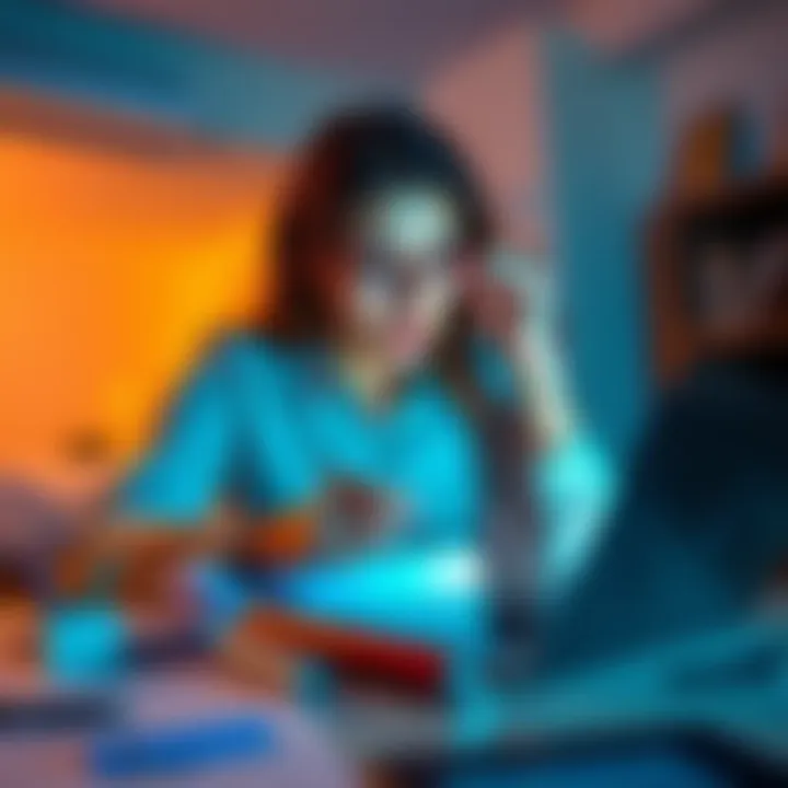 A woman looking worried while searching her laptop for help regarding her FTX claim process, with documents scattered around her, reflecting urgency and concern over lost funds.