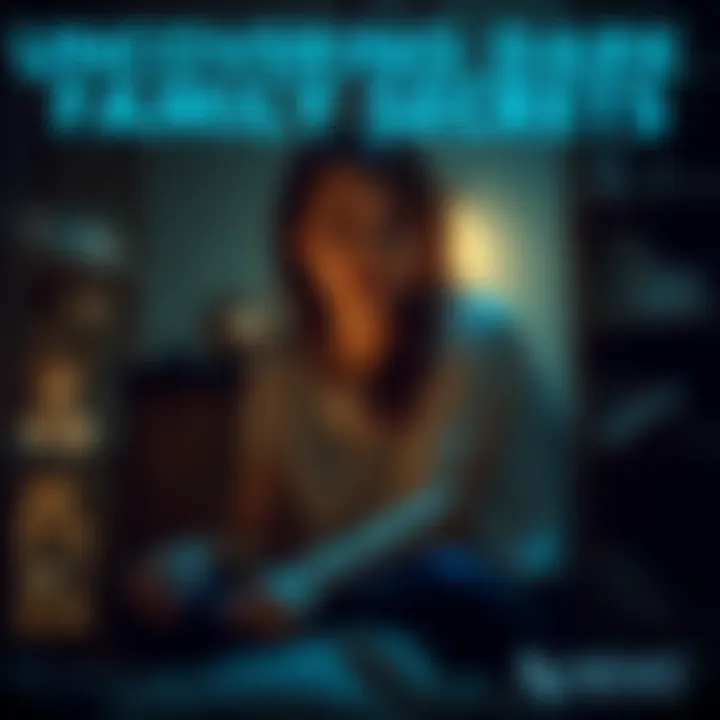 A young woman sitting alone in a dimly lit room, looking contemplative and distressed as she grapples with painful family truths.