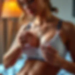 A woman using a needle and thread to fix her underwire bra before vacation