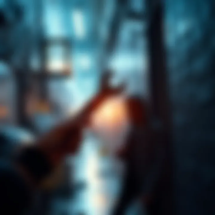 A person holding a wrench threatens another individual in a dark alley, representing the rise of wrench attacks on crypto holders.