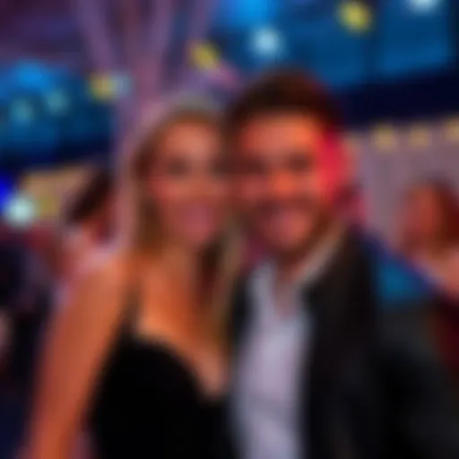 Wyatt and Chantel smiling together at an event, appearing affectionate but with a hint of uncertainty, suggesting their relationship might be staged for attention.