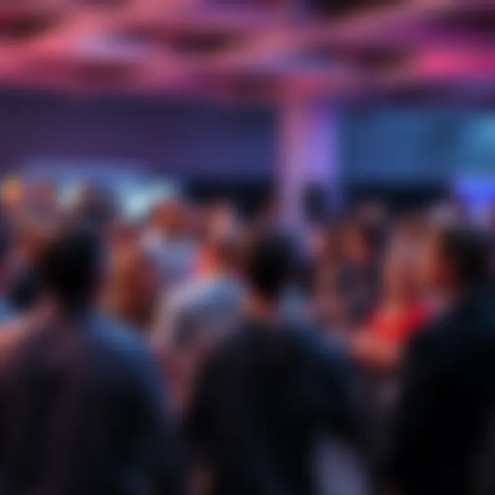 A diverse group of people discussing XRP value stability at a community event.