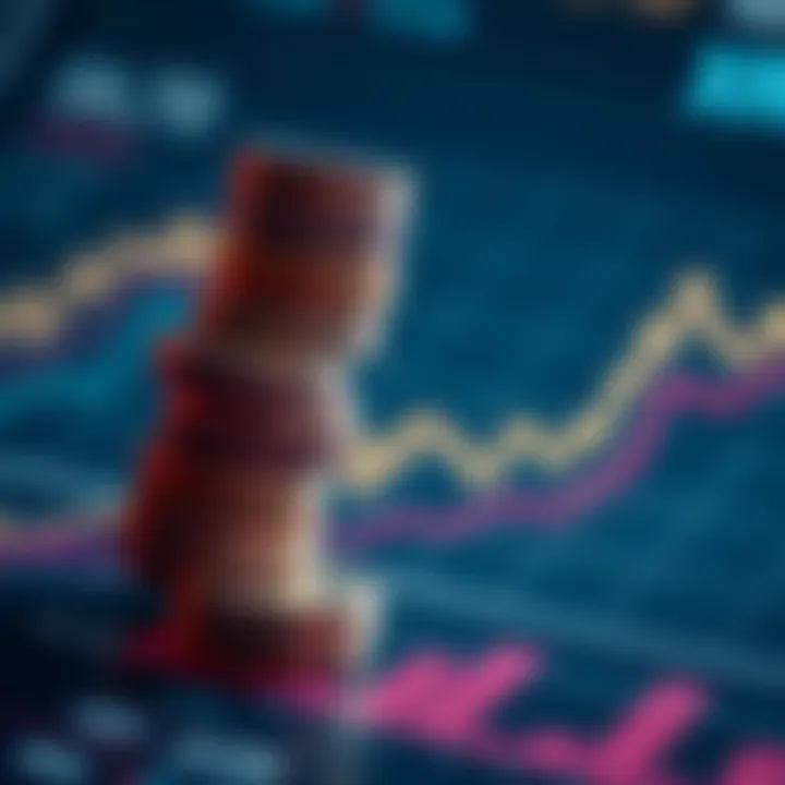 A visual representation of XRP coins on top of a chart showing potential growth, symbolizing investment possibilities.