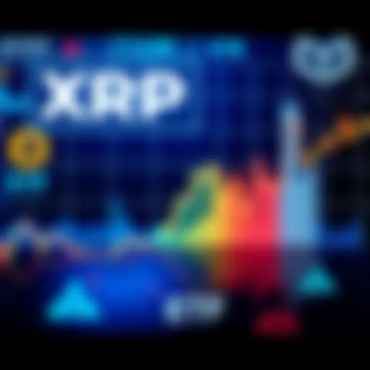 A chart showing a steep decline in XRP prices alongside visuals of ETF logos and regulatory symbols