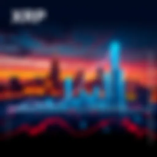 XRP Price Trends A chart showing the rising value of XRP with a futuristic skyline in the background