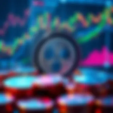 XRP Tokens Investment A visual representation of XRP tokens with financial charts and growth ideas, symbolizing investment potential by 2030.