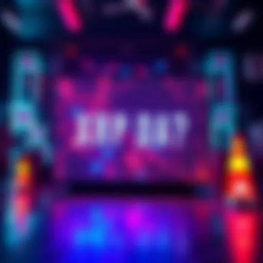 A digital display showing a sudden update about XRP with bright attention-grabbing colors and alert symbols