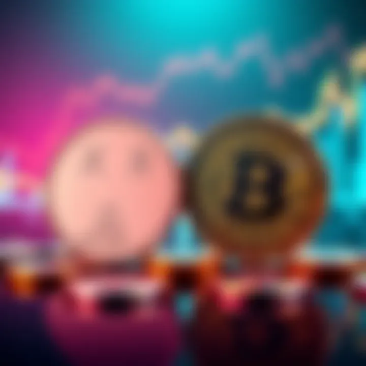 Side by side comparison of XRP and HBAR cryptocurrency coins on a graph background showing trends and predictions for growth