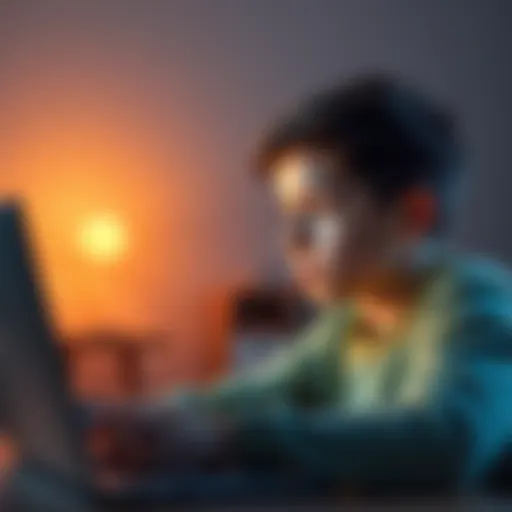 A 15-year-old boy thoughtfully looks at his laptop screen, contemplating investing in Ethereum with his inheritance.