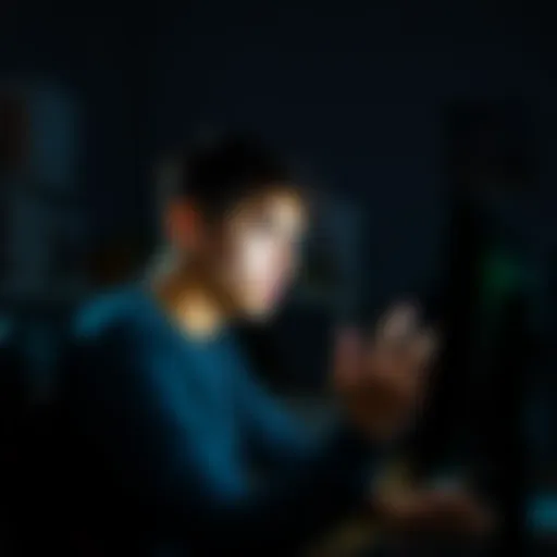 A 24-year-old man sits in front of a computer, looking distressed as he reflects on lost hard drives and Bitcoin. The room is dimly lit, highlighting his emotions of regret and anxiety.