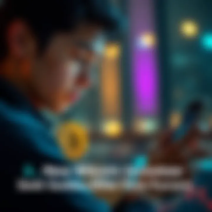 Young Investor with Bitcoin A 22-year-old person looks at a Bitcoin chart on a phone, pondering their investment decisions.