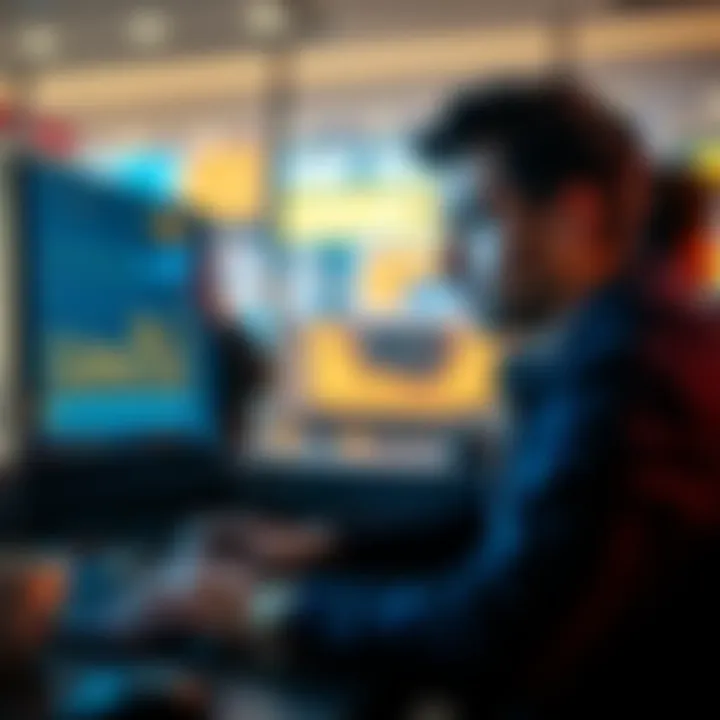 A young man looking at a laptop screen with cryptocurrency charts, contemplating a major investment
