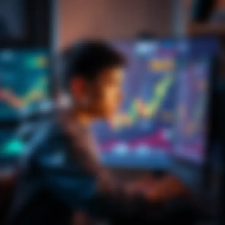 A young person gazing at a screen displaying Bitcoin prices, reflecting regret over missed investment opportunities.