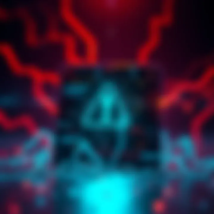 Alert graphic showing a breached digital device representing Ledger with a warning symbol