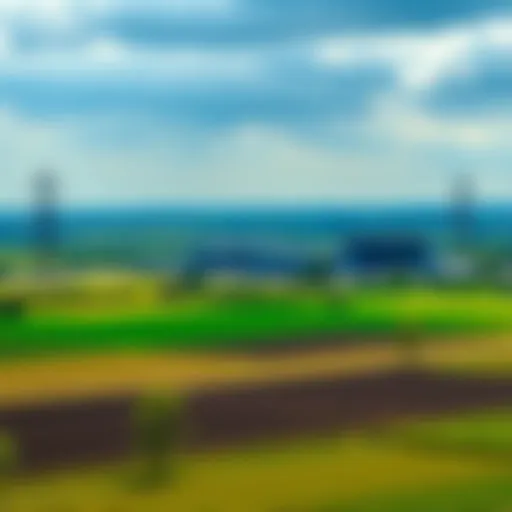 The Zaporizhzhia nuclear power plant surrounded by green fields, with power lines extending into the distance, symbolizing potential energy for Bitcoin mining.